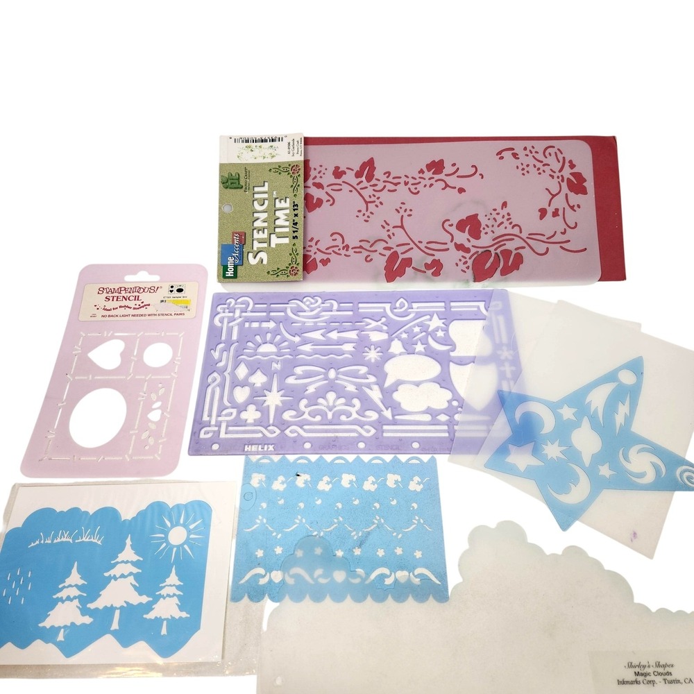 Stampendous Helix Provo Craft Shirley's Shapes Stencil Lot‎ 8pcs Clouds Stars